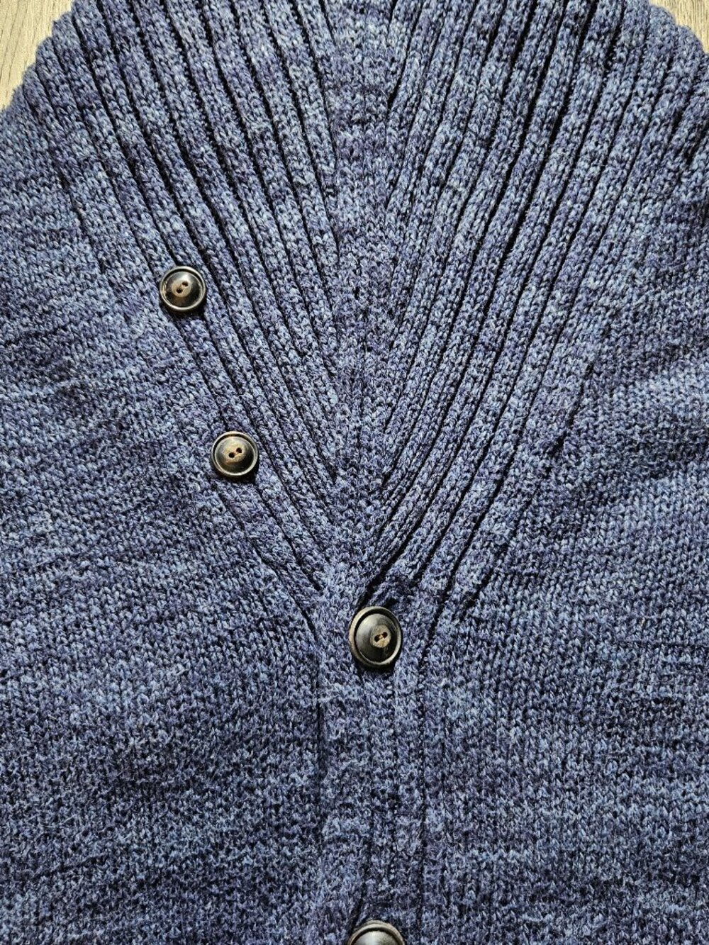 Polo Ralph Lauren Mens Size L Heather Navy Blue Shawl Collar Button Cardigan 24 - Picture 4 of 9